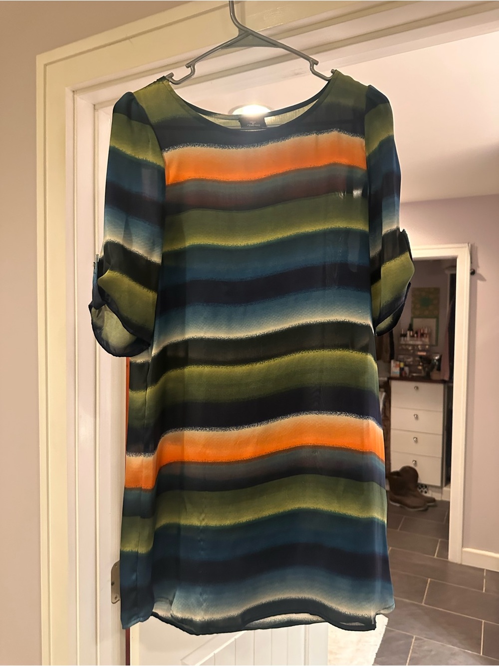 Hot & Delicious Ombre Stripe Top in Orange & Navy